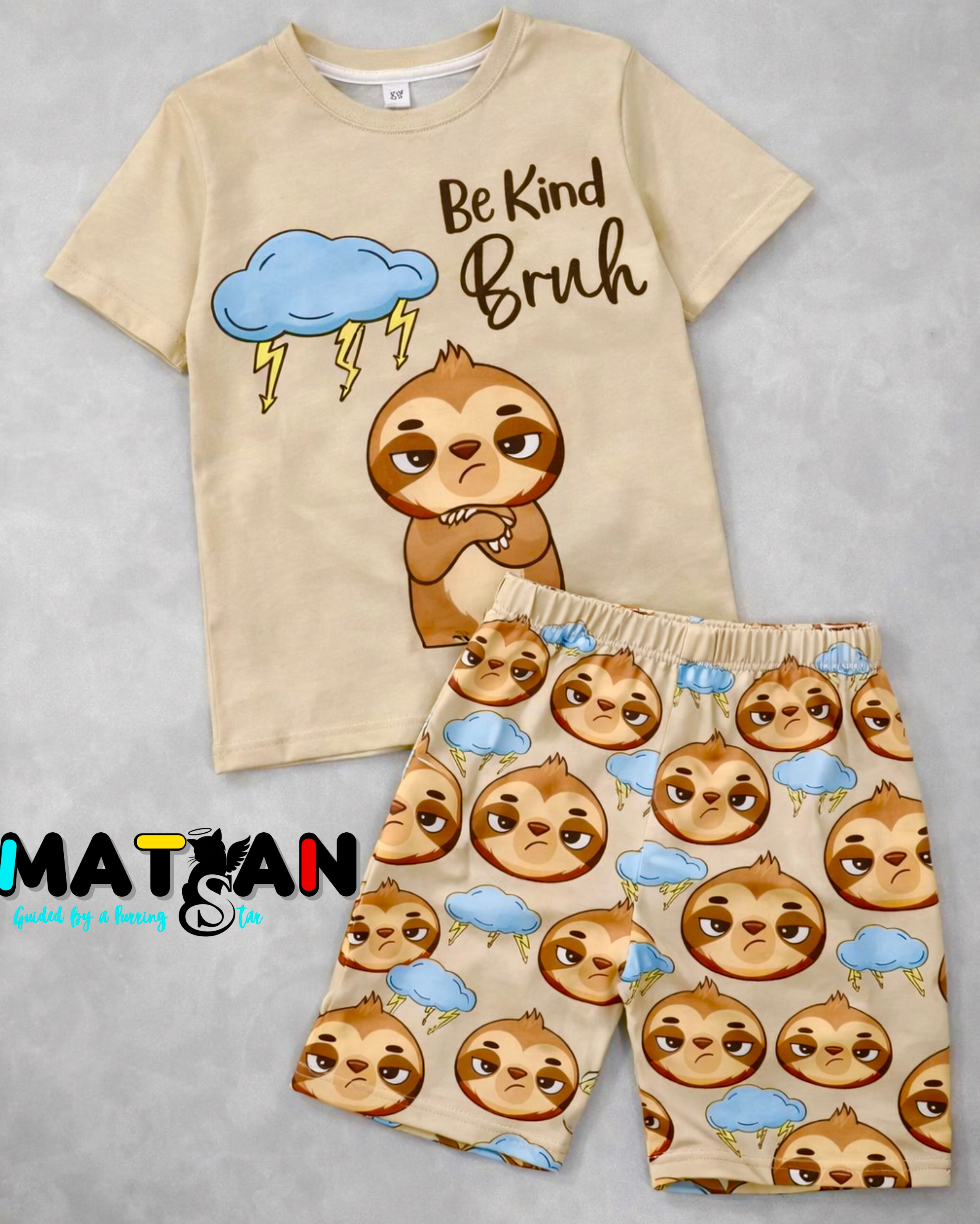 Sloth "Be Kind Bruh" Cozy Set Kids Unisex – Soft Comfort for Everyday Chill- 2 pieces set