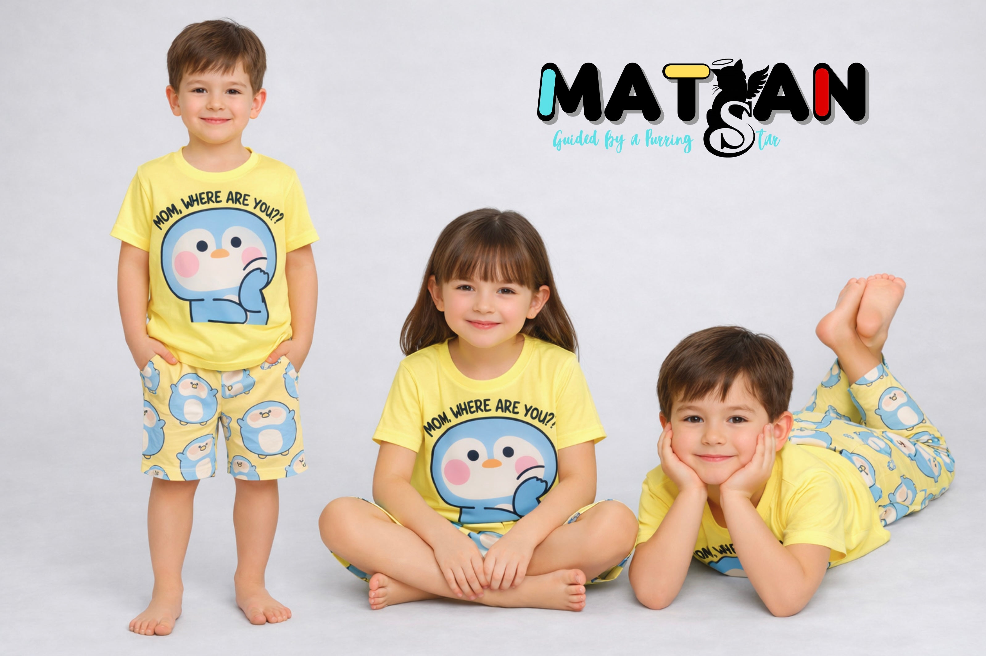 PENGUIN FAMILY MATCHING SET- PANTS AND SHIRT 2 PIECES SET– MOM AND KID SET