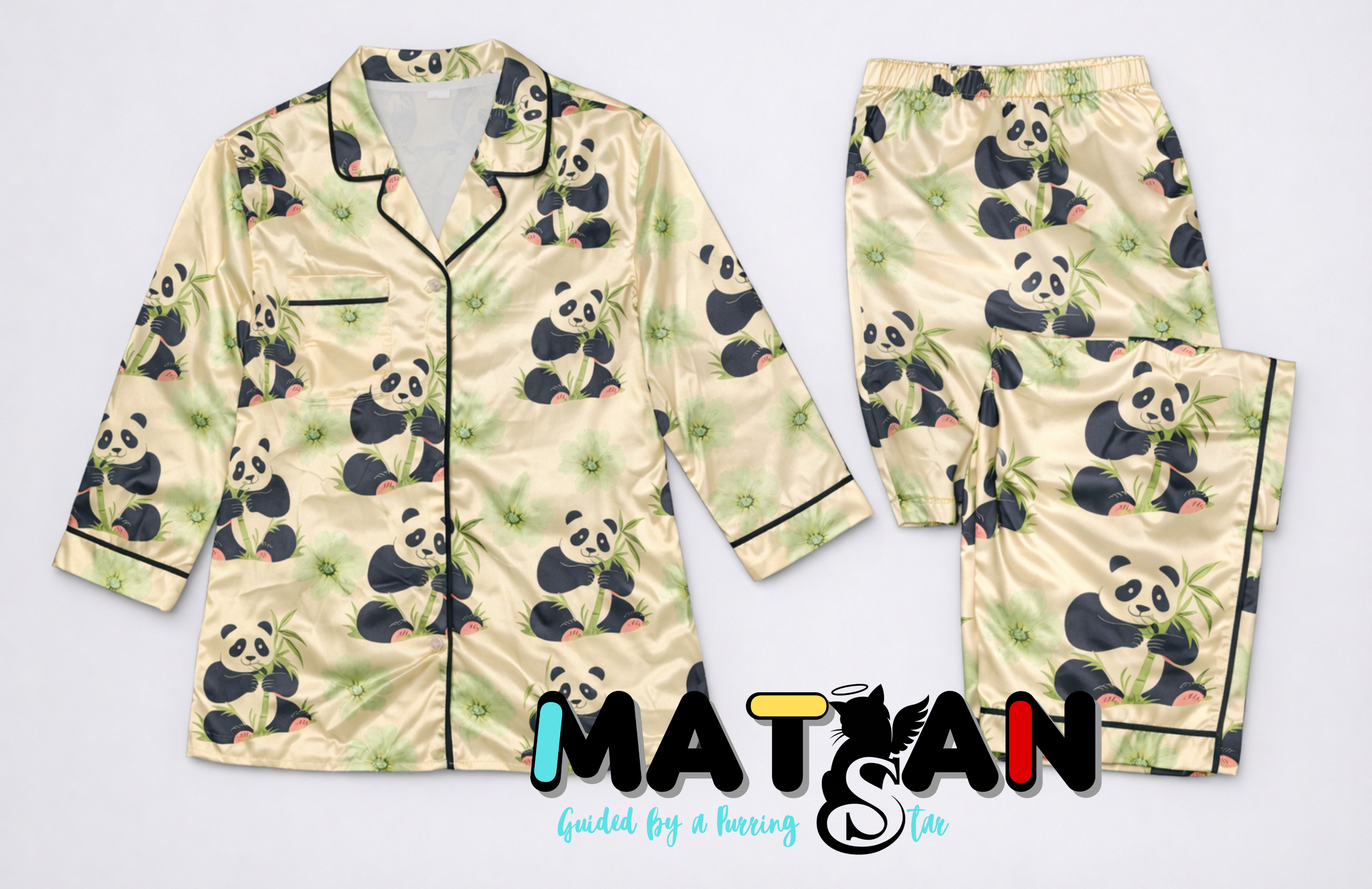 GOLDEN PANDA DREAM — WOMEN’S SATIN PAJAMA SET