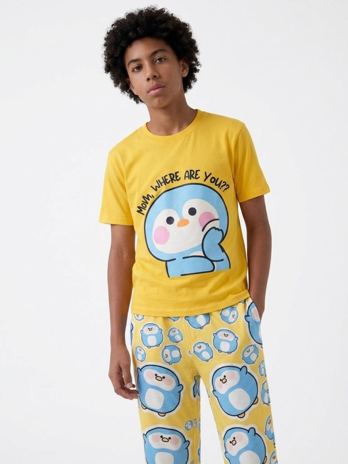 PENGUIN FAMILY MATCHING SET- PANTS AND SHIRT 2 PIECES SET– MOM AND KID SET
