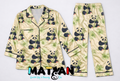 Golden Panda Dream — Women's Satin Pajama Set - 2 Pieces Set