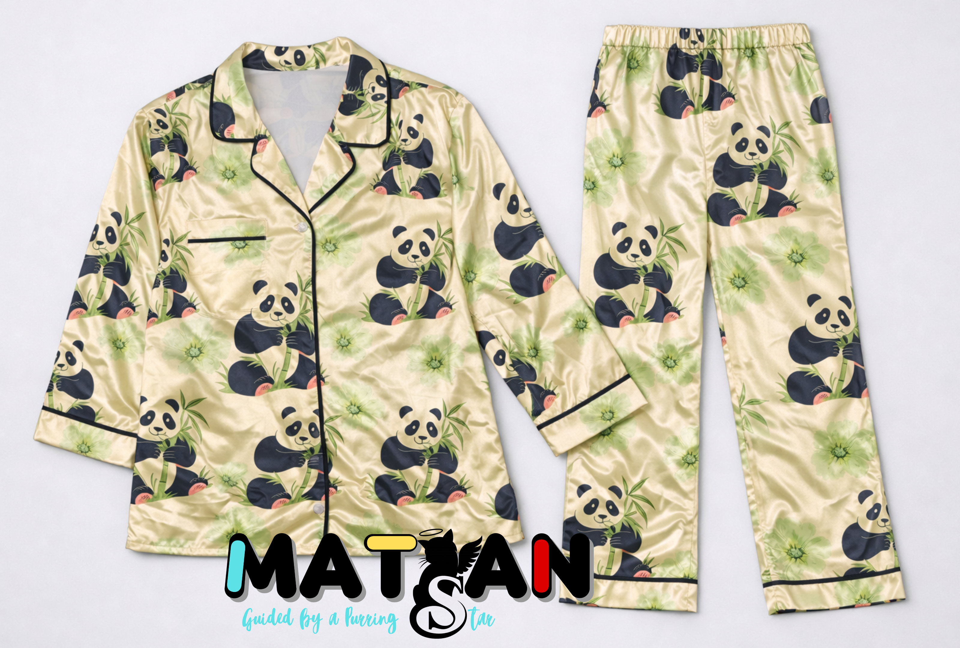 GOLDEN PANDA DREAM — WOMEN’S SATIN PAJAMA SET