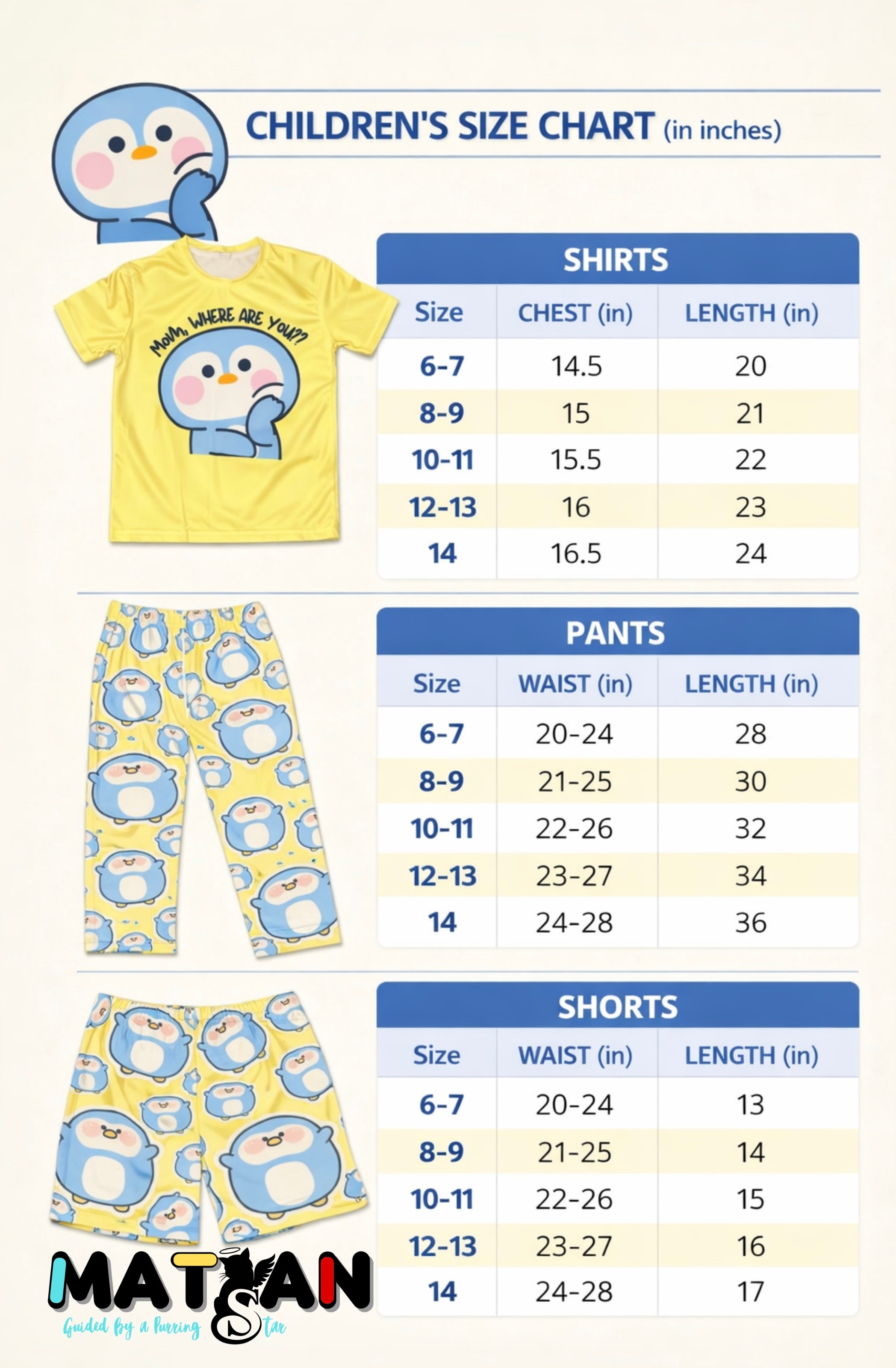 PENGUIN FAMILY MATCHING SET- PANTS AND SHIRT 2 PIECES SET– MOM AND KID SET