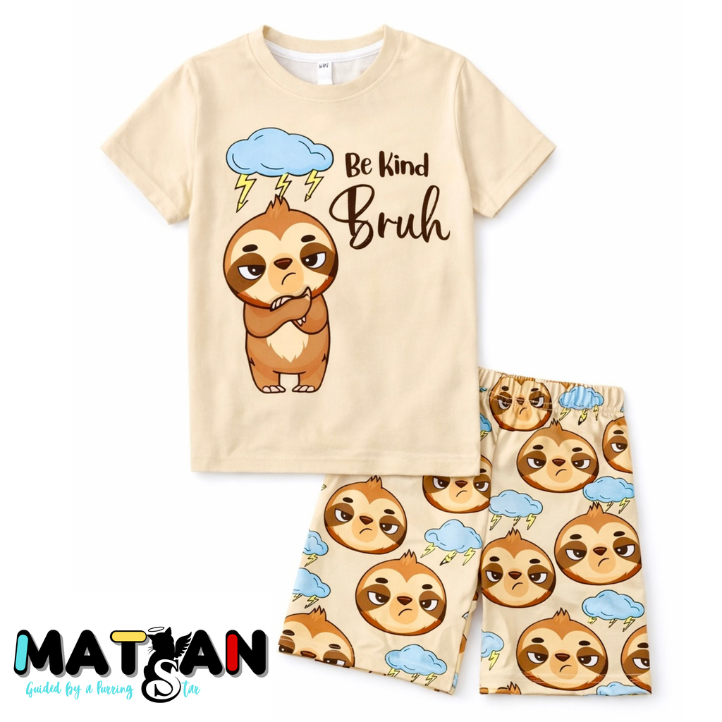 Sloth "Be Kind Bruh" Cozy Set Kids Unisex – Soft Comfort for Everyday Chill- 2 pieces set
