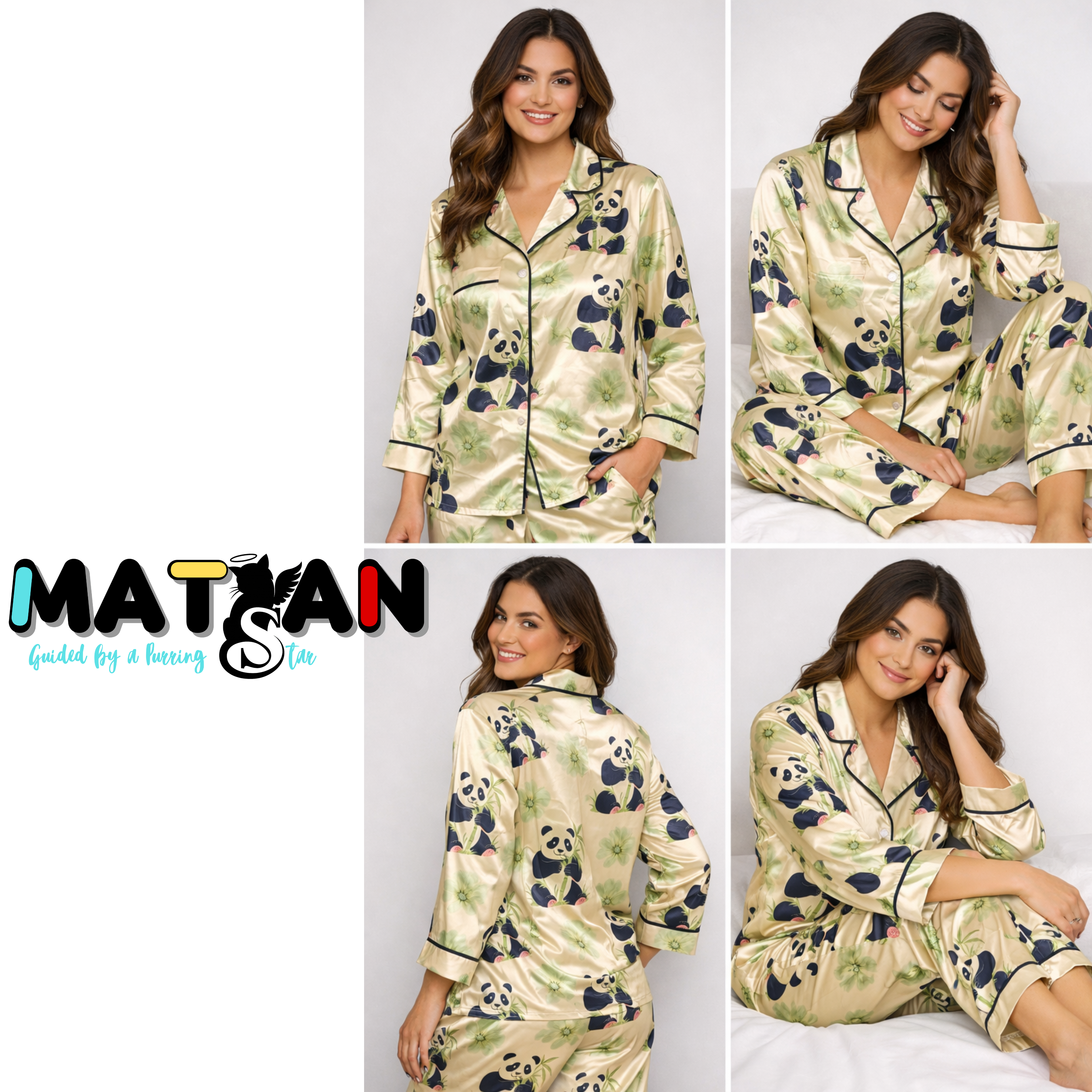 GOLDEN PANDA DREAM — WOMEN’S SATIN PAJAMA SET