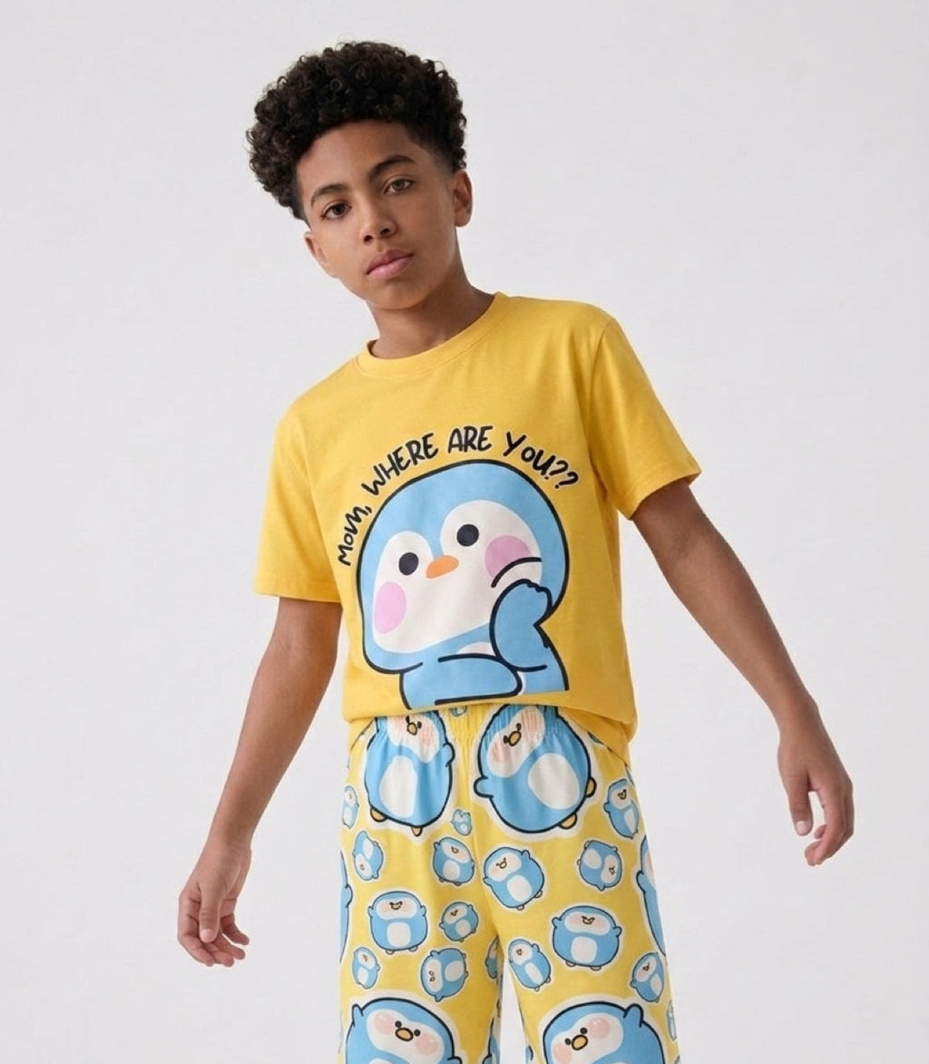 PENGUIN FAMILY MATCHING SET- PANTS AND SHIRT 2 PIECES SET– MOM AND KID SET