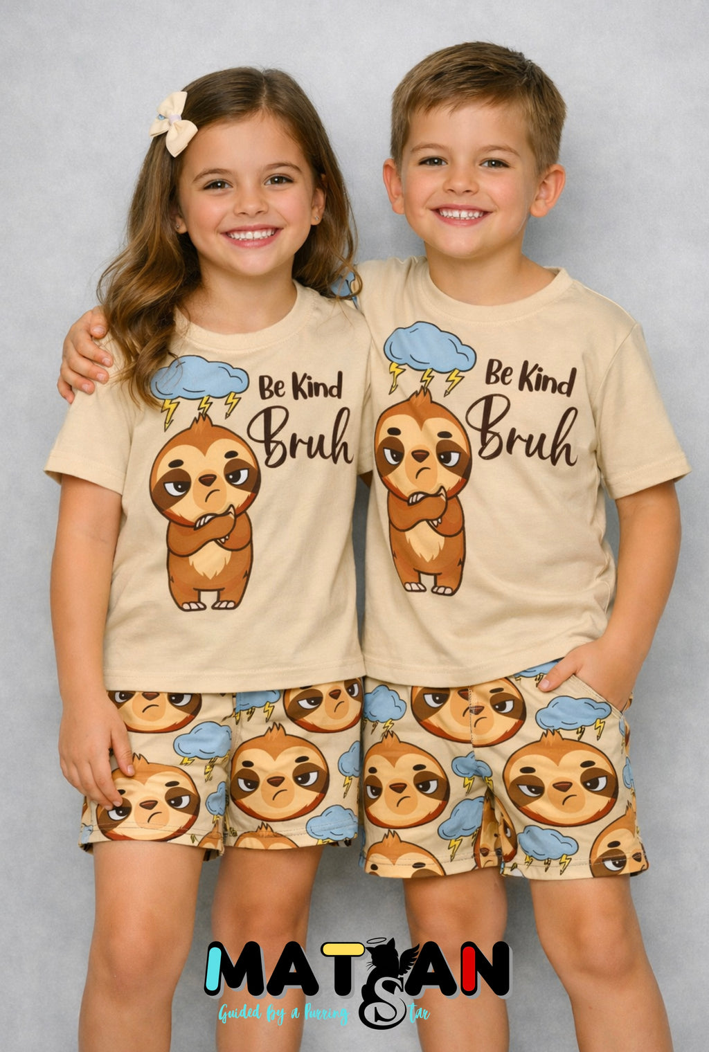Sloth "Be Kind Bruh" Cozy Set Kids Unisex – Soft Comfort for Everyday Chill- 2 pieces set