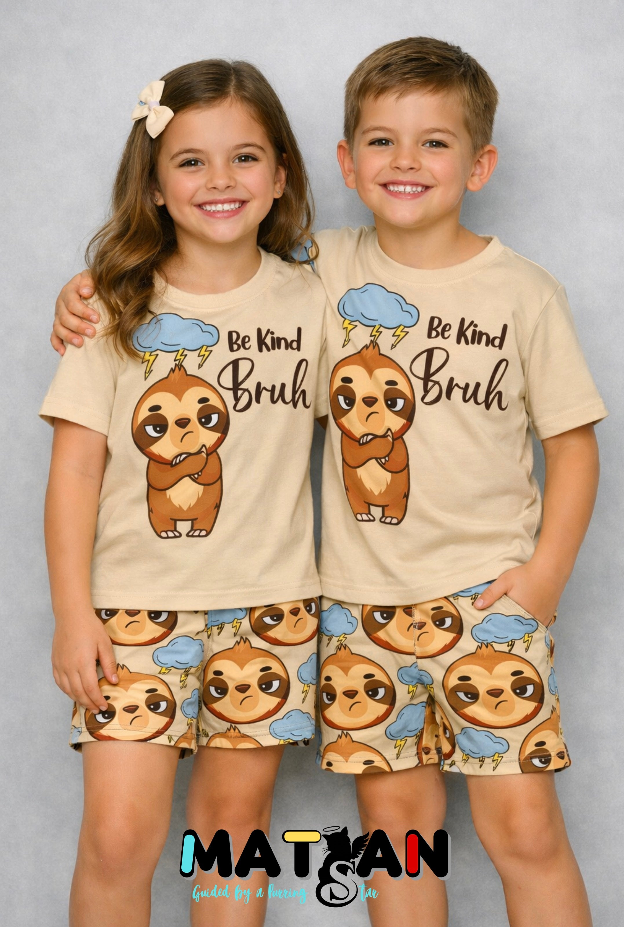 Sloth "Be Kind Bruh" Cozy Set Kids Unisex – Soft Comfort for Everyday Chill- 2 pieces set