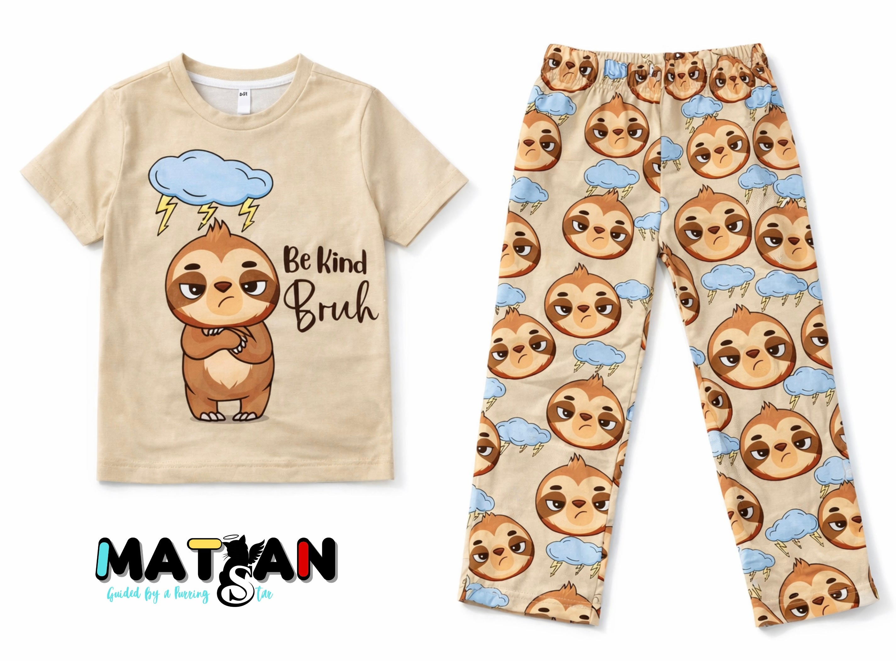 SLOTH “BE KIND BRUH” COZY SET KIDS UNISEX – SOFT COMFORT FOR EVERYDAY CHILL