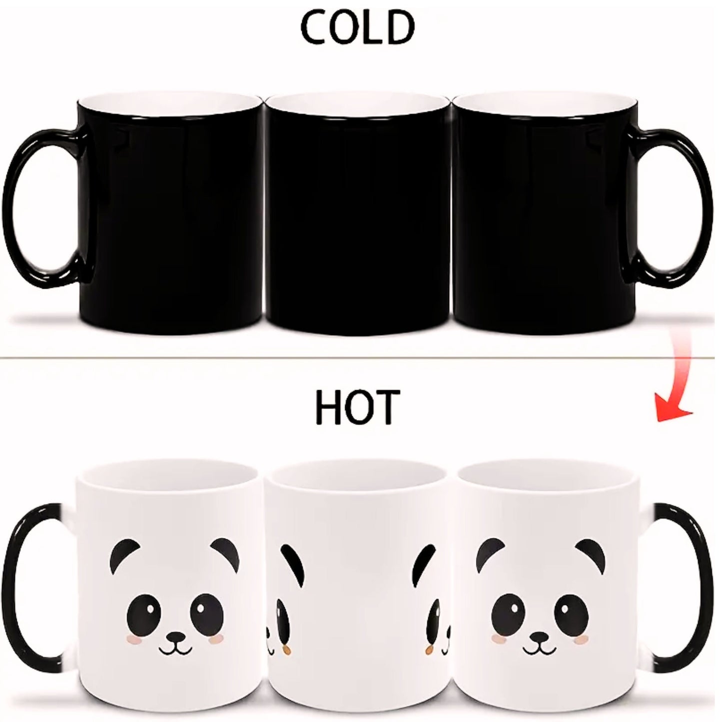 Panda Ceramic Coffee Mug, Heat Reactive, 11oz