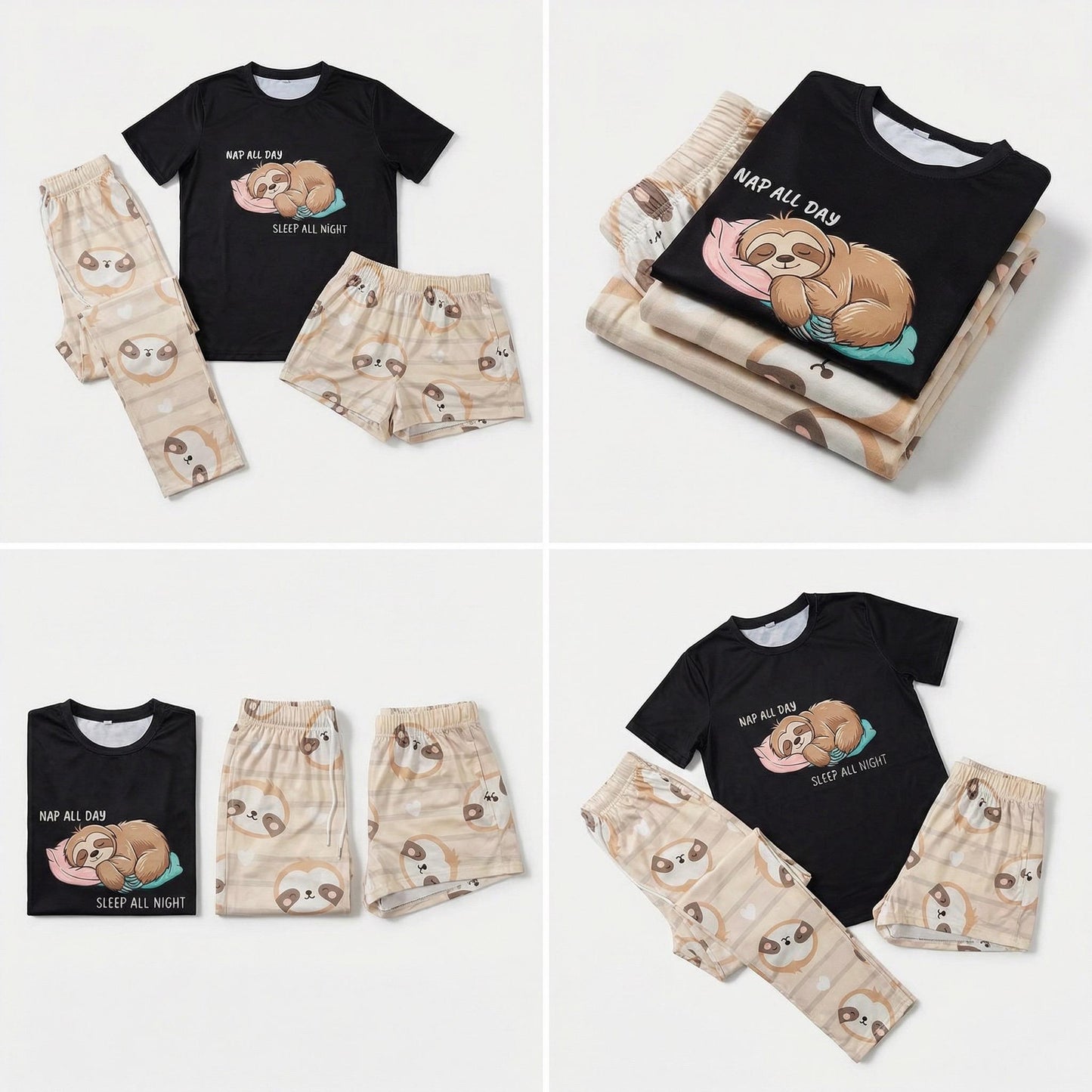 Sleepy Sloth Pajama Set – Cozy 3‑Piece Soft Sleepwear | Cute Women’s Pajamas | Unisex Loungewear | Gift for Her