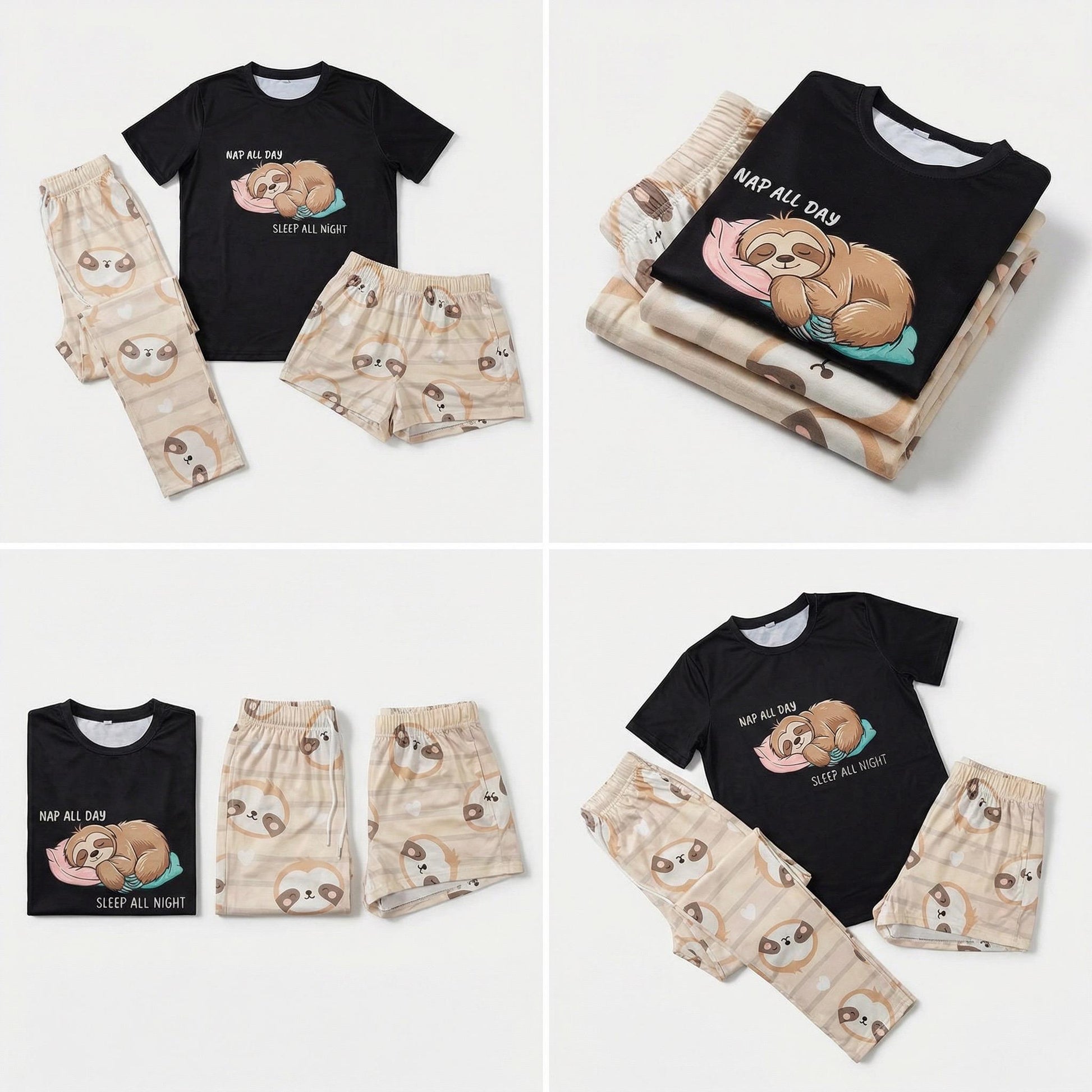 Sleepy Sloth Pajama Set – Cozy 3‑Piece Soft Sleepwear | Cute Women’s Pajamas | Unisex Loungewear | Gift for Her
