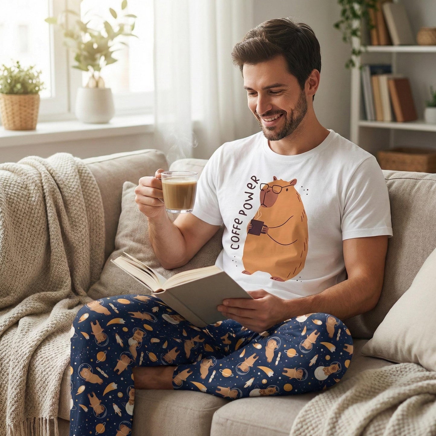 Men's Capybara Pajama Set – Cosmic Cotton Loungewear
