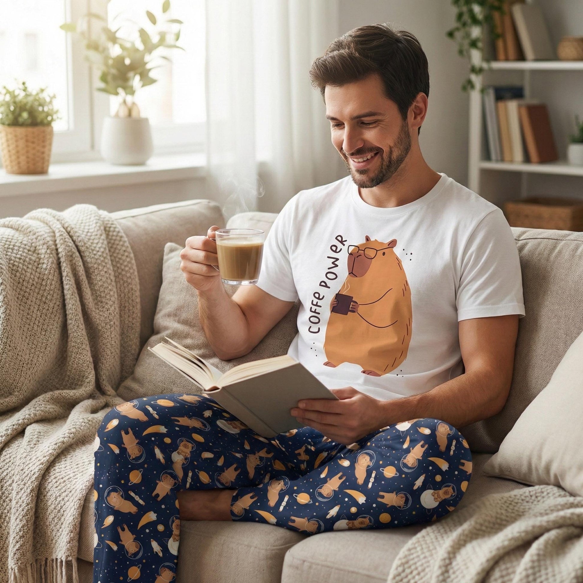 Men's Capybara Pajama Set – Cosmic Cotton Loungewear