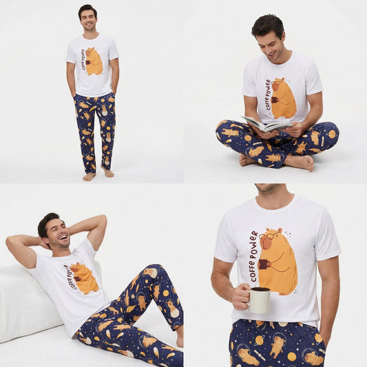 Men's Capybara Pajama Set – Cosmic Cotton Loungewear