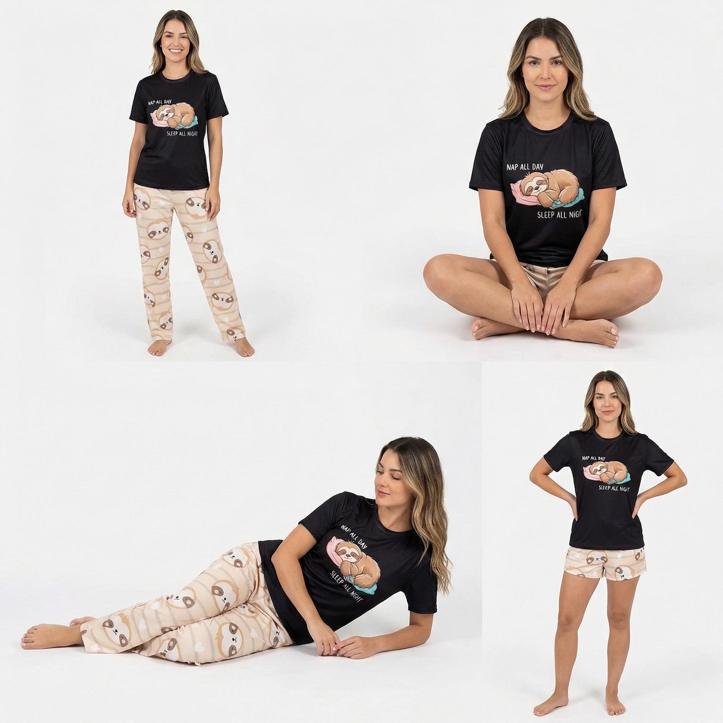 Sleepy Sloth Pajama Set – Cozy 3‑Piece Soft Sleepwear | Cute Women’s Pajamas | Unisex Loungewear | Gift for Her