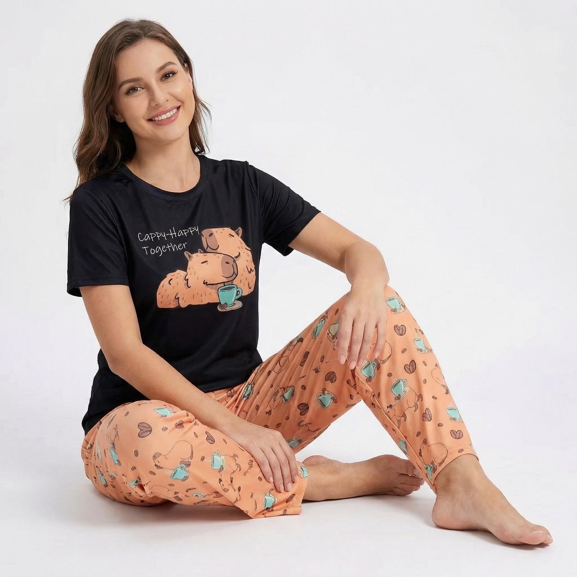 Capybara Couple Pajama Set – Matching Cute PJs | Cozy 2‑Pieces Sleepwear | Gift for Boyfriend • Gift for Girlfriend