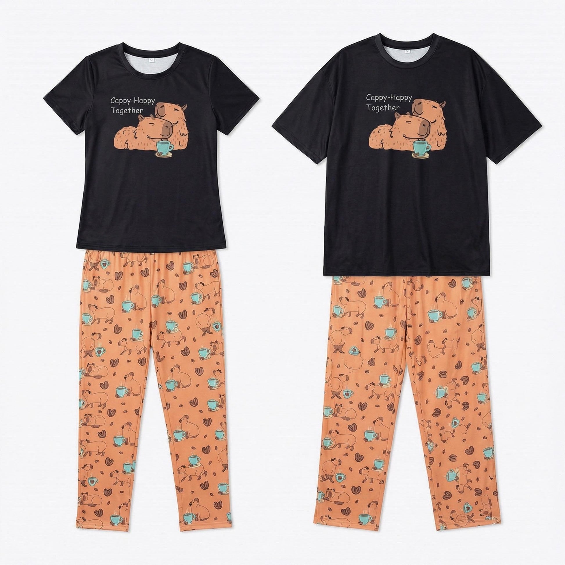 Capybara Couple Pajama Set – Matching Cute PJs | Cozy 2‑Pieces Sleepwear | Gift for Boyfriend • Gift for Girlfriend