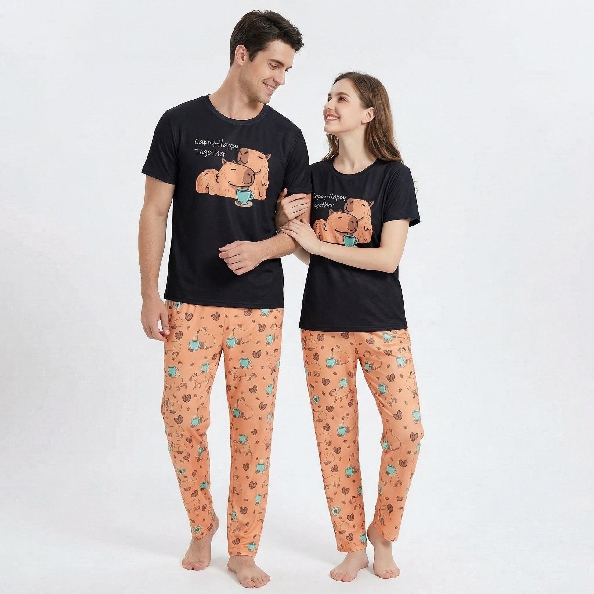 Capybara Couple Pajama Set – Matching Cute PJs | Cozy 2‑Pieces Sleepwear | Gift for Boyfriend • Gift for Girlfriend