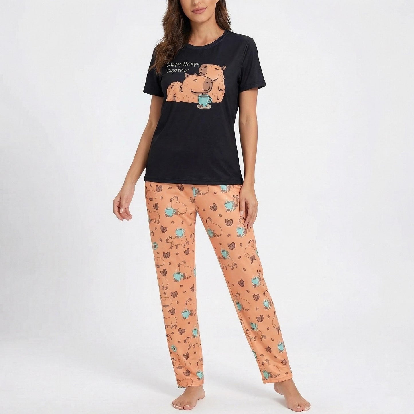 Capybara Couple Pajama Set – Matching Cute PJs | Cozy 2‑Pieces Sleepwear | Gift for Boyfriend • Gift for Girlfriend