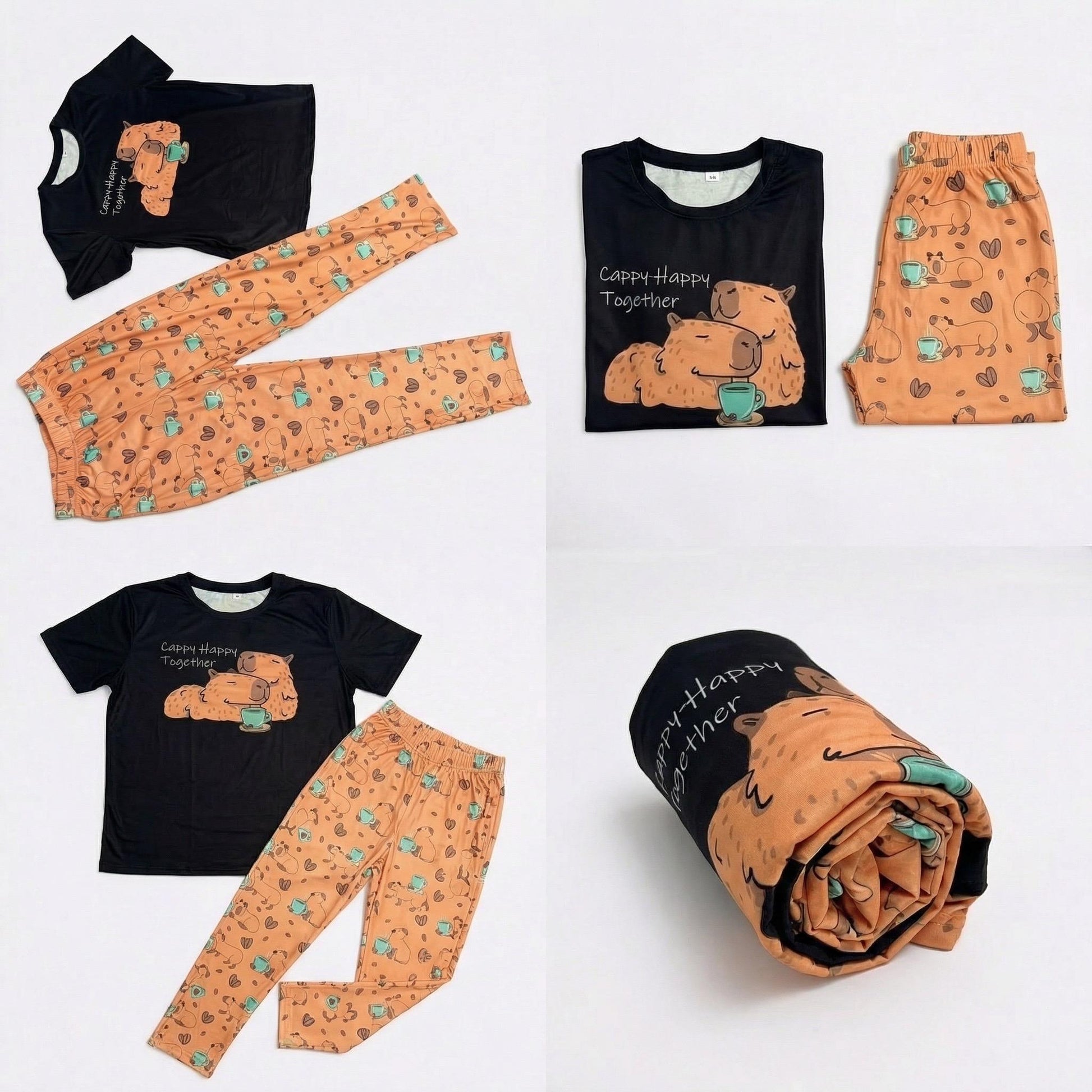 Capybara Couple Pajama Set – Matching Cute PJs | Cozy 2‑Pieces Sleepwear | Gift for Boyfriend • Gift for Girlfriend