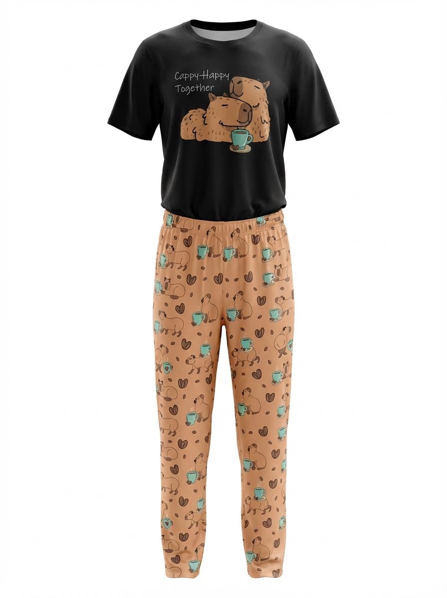 Capybara Couple Pajama Set – Matching Cute PJs | Cozy 2‑Pieces Sleepwear | Gift for Boyfriend • Gift for Girlfriend