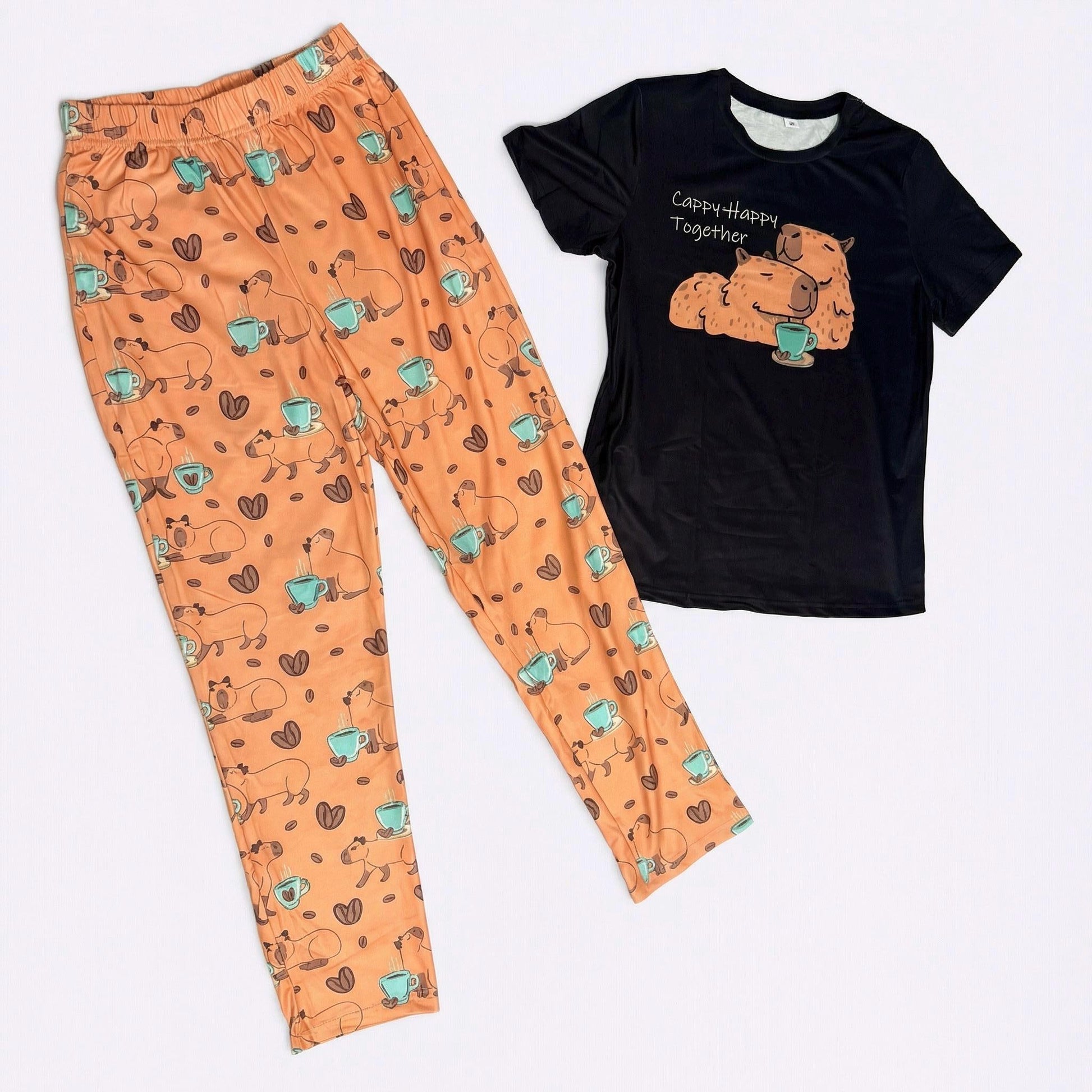 Capybara Couple Pajama Set – Matching Cute PJs | Cozy 2‑Pieces Sleepwear | Gift for Boyfriend • Gift for Girlfriend