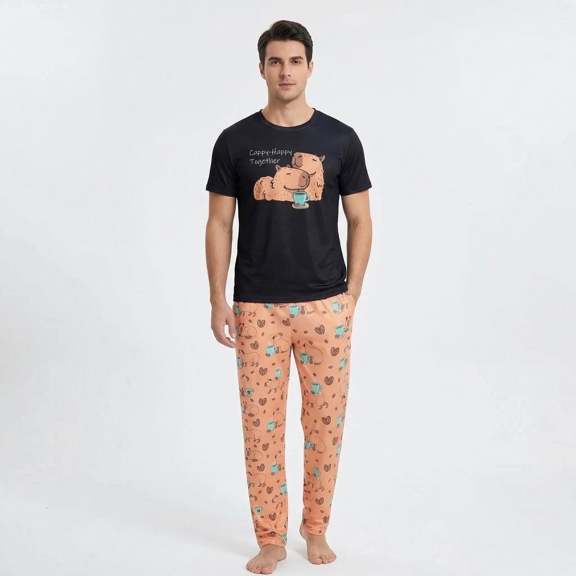 Capybara Couple Pajama Set – Matching Cute PJs | Cozy 2‑Pieces Sleepwear | Gift for Boyfriend • Gift for Girlfriend