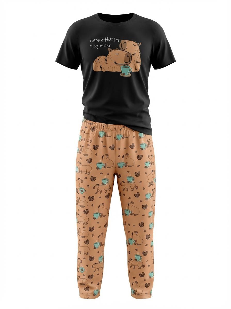 Capybara Couple Pajama Set – Matching Cute PJs | Cozy 2‑Pieces Sleepwear | Gift for Boyfriend • Gift for Girlfriend