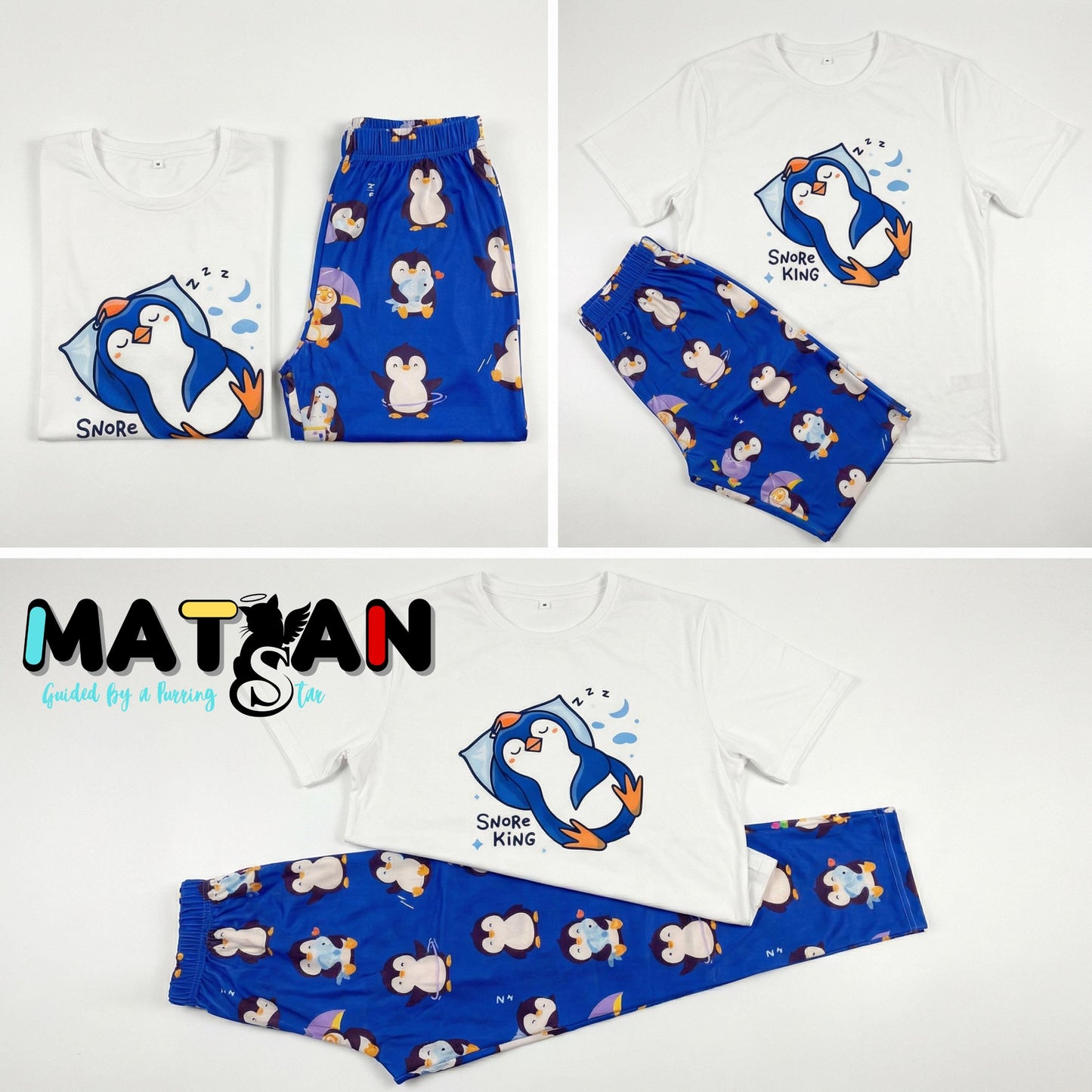 Men's Penguin Pajama Set – Animal Snore king Cotton Loungewear