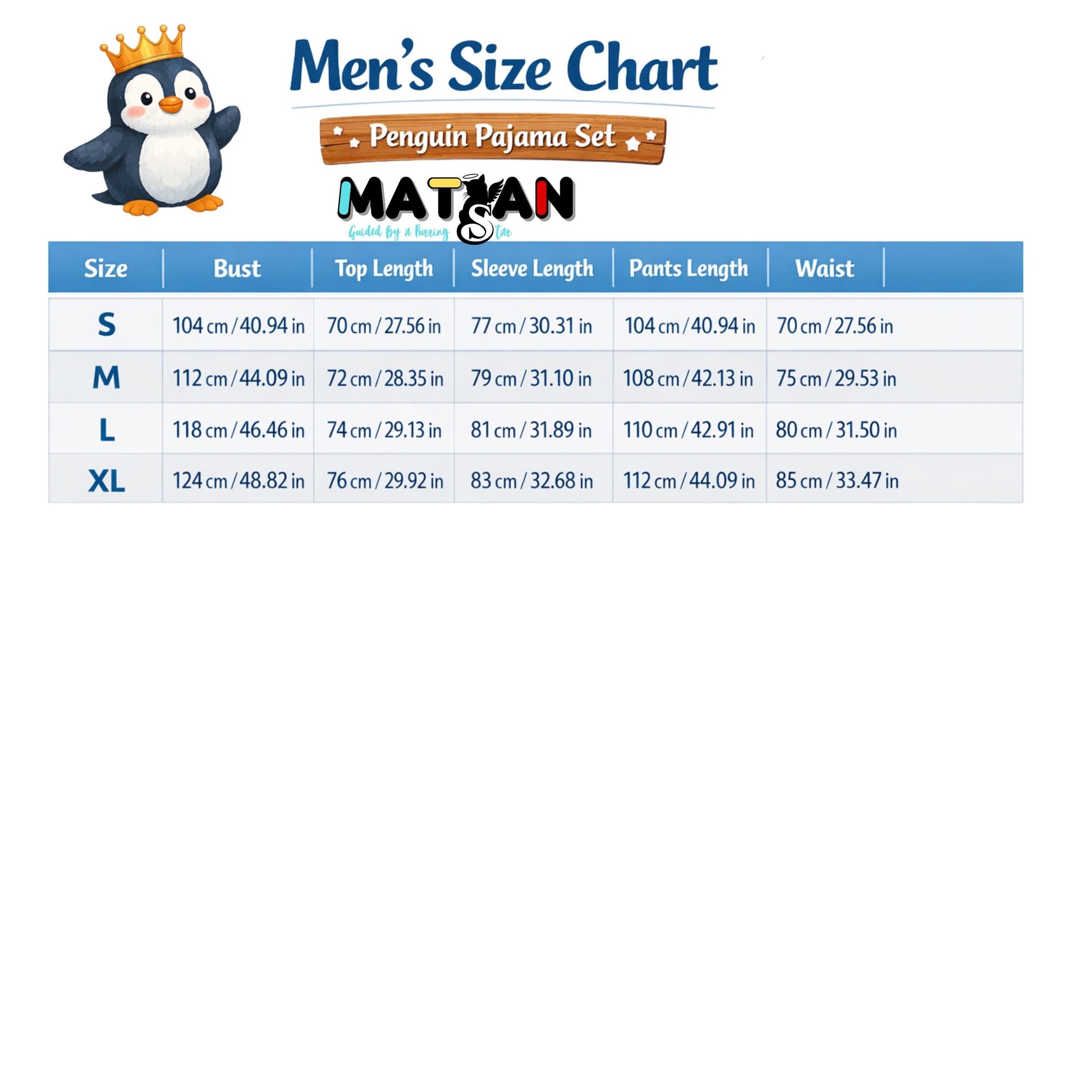 Men's Penguin Pajama Set – Animal Snore king Cotton Loungewear