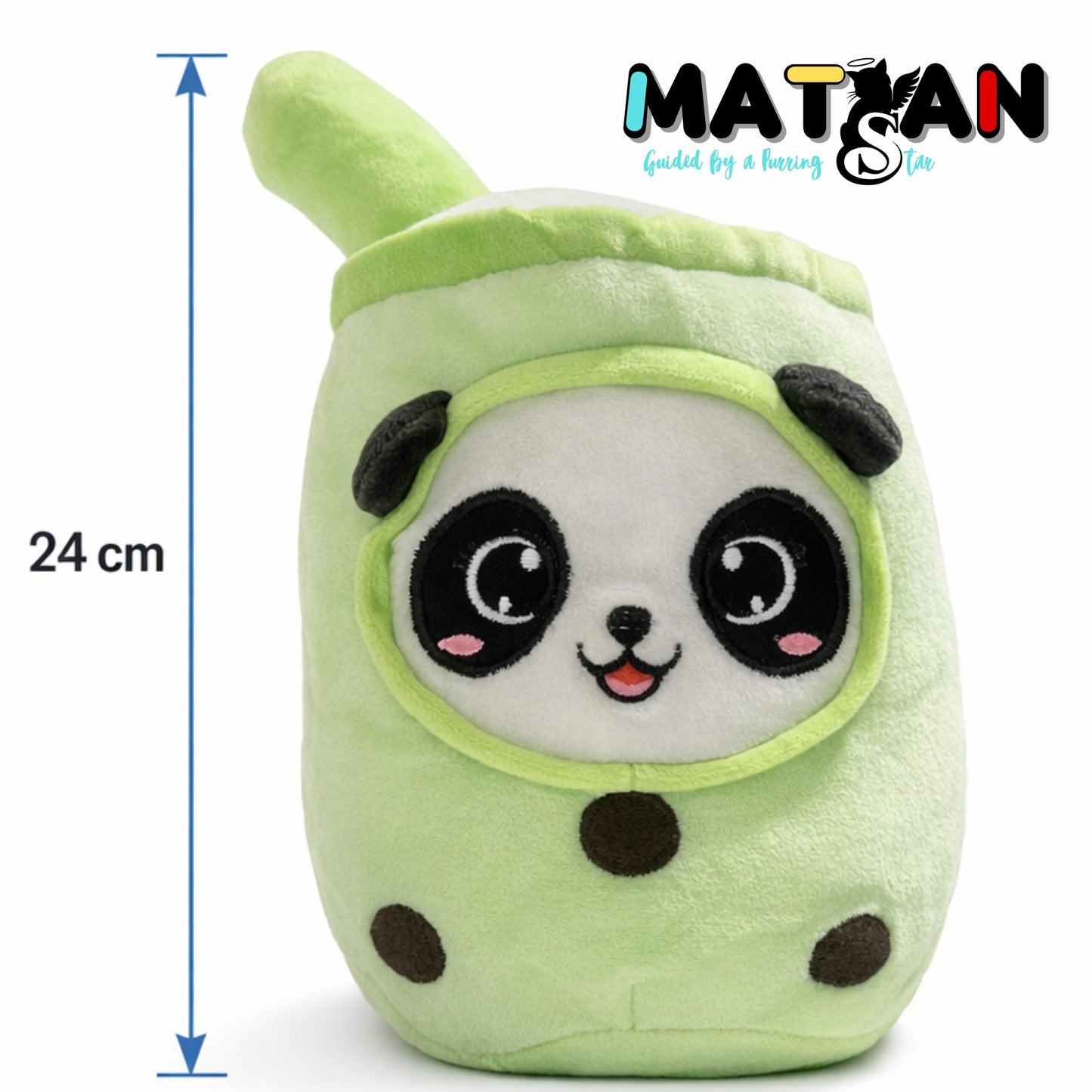 Panda Cup Plush – 24cm Pastel Green Boba Companion for Panda Lovers