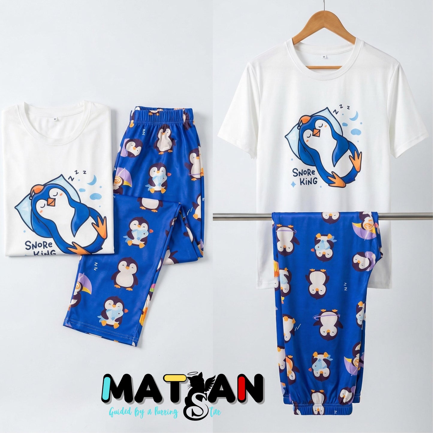 Men's Penguin Pajama Set – Animal Snore king Cotton Loungewear