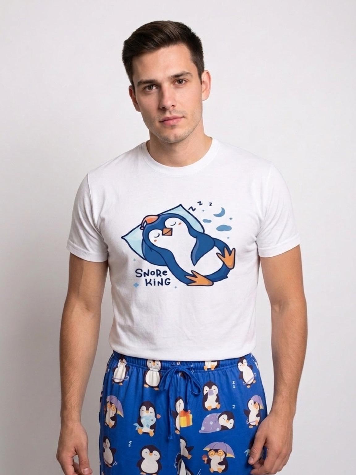 Men's Penguin Pajama Set – Animal Snore king Cotton Loungewear