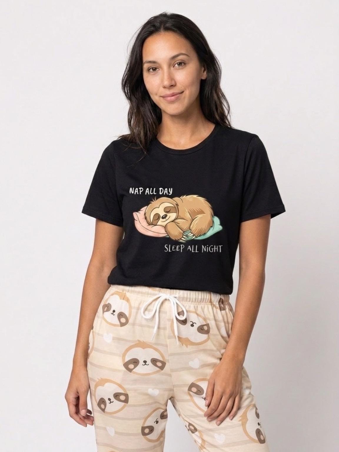 Sleepy Sloth Pajama Set – Cozy 3‑Piece Soft Sleepwear | Cute Women’s Pajamas | Unisex Loungewear | Gift for Her