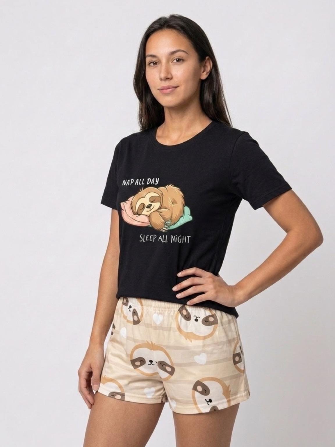 Sleepy Sloth Pajama Set – Cozy 3‑Piece Soft Sleepwear | Cute Women’s Pajamas | Unisex Loungewear | Gift for Her