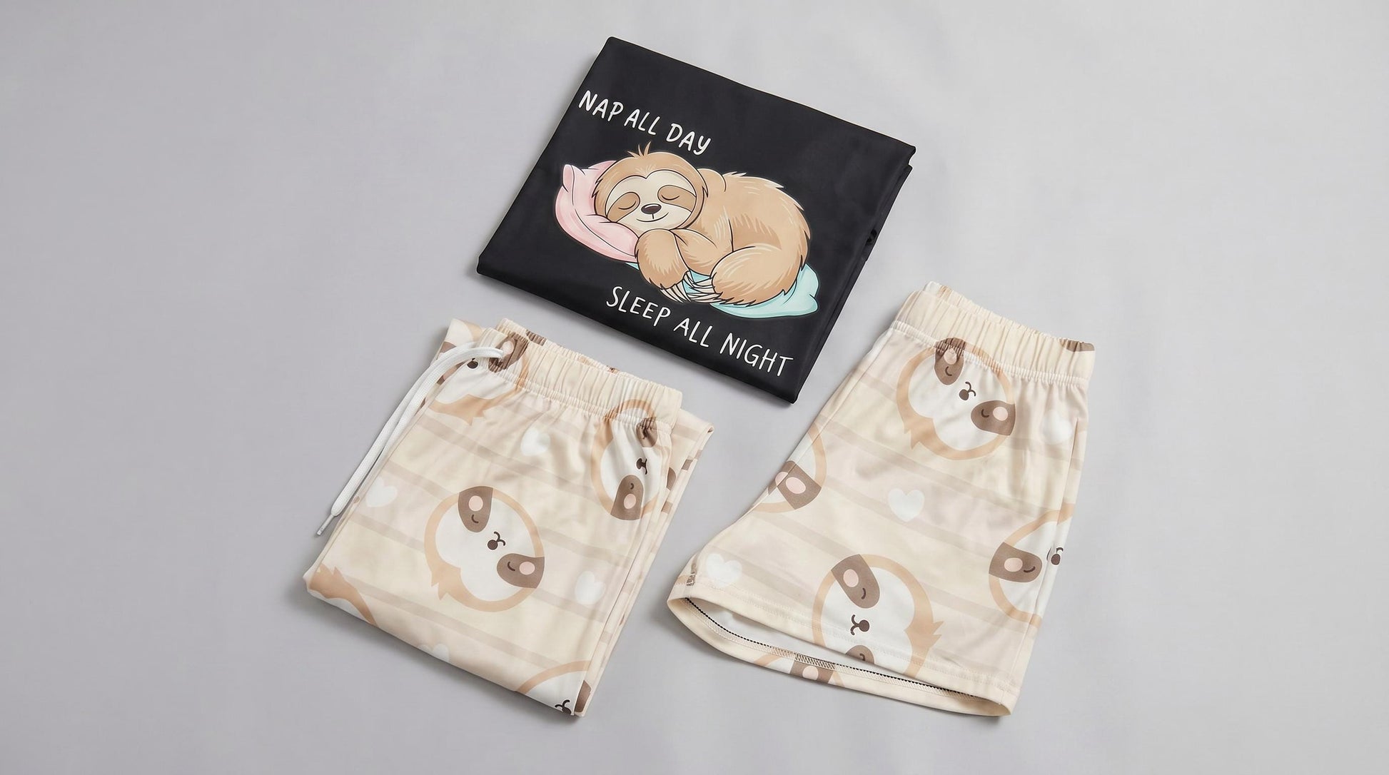 Sleepy Sloth Pajama Set – Cozy 3‑Piece Soft Sleepwear | Cute Women’s Pajamas | Unisex Loungewear | Gift for Her