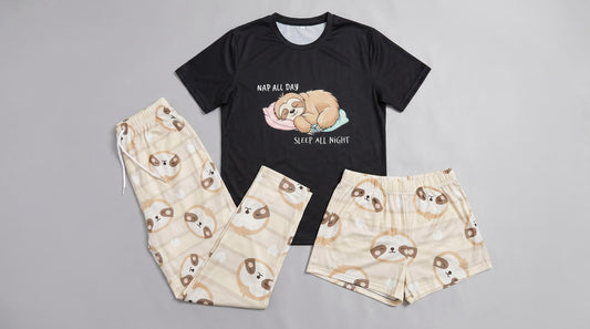 Sleepy Sloth Pajama Set – Cozy 3‑Piece Soft Sleepwear | Cute Women’s Pajamas | Unisex Loungewear | Gift for Her
