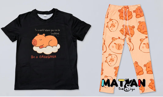 Capybara Animal Print Loungewear Top - Bottom- Youth Unisex Soft everyday outfit