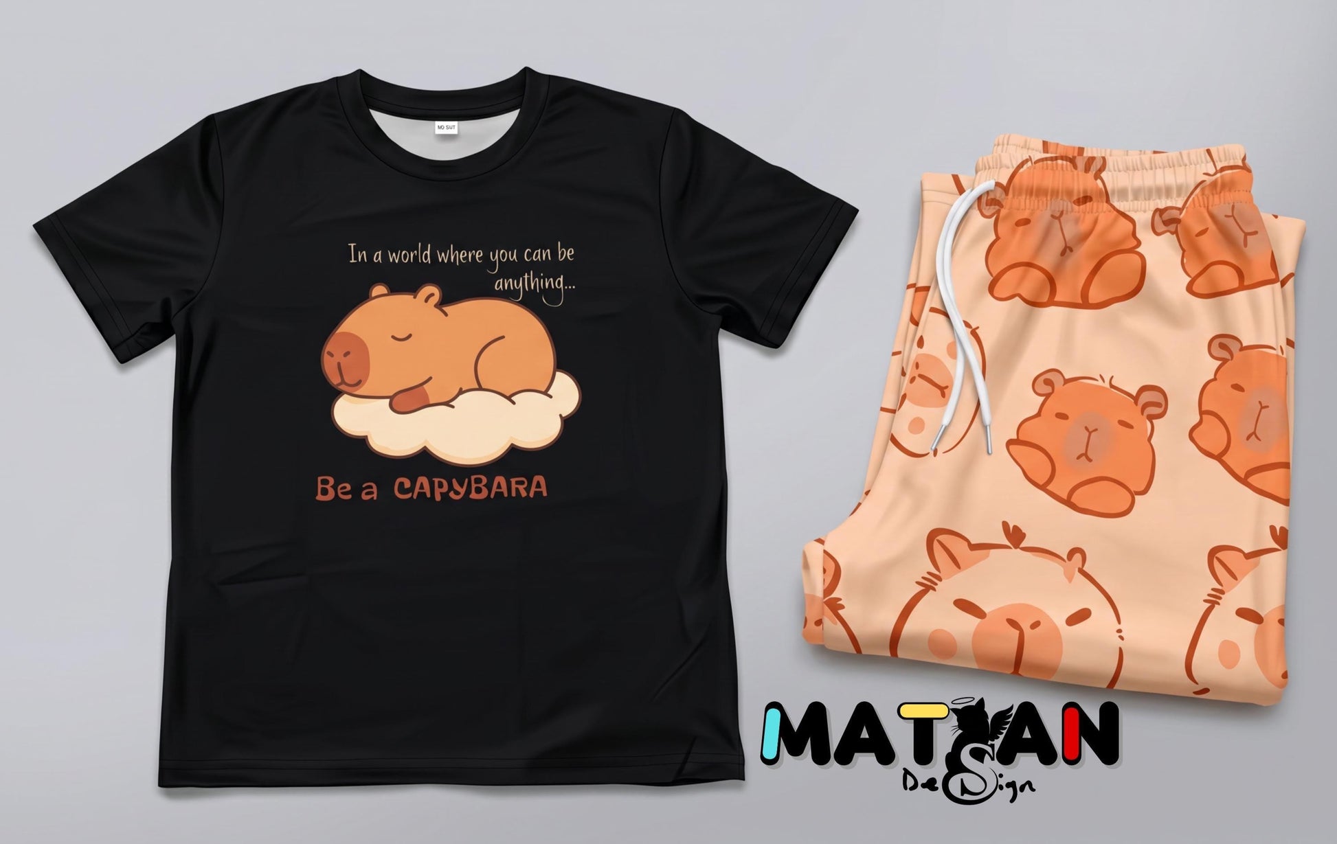 Capybara Animal Print Loungewear Top - Bottom- Youth Unisex Soft everyday outfit