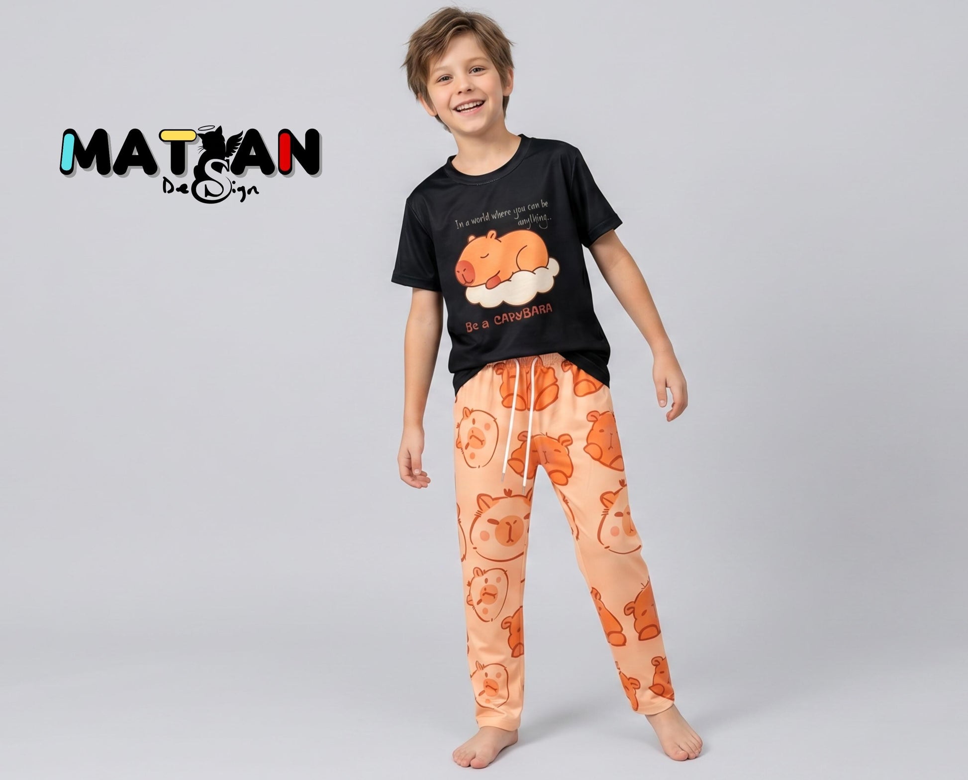 Capybara Animal Print Loungewear Top - Bottom- Youth Unisex Soft everyday outfit