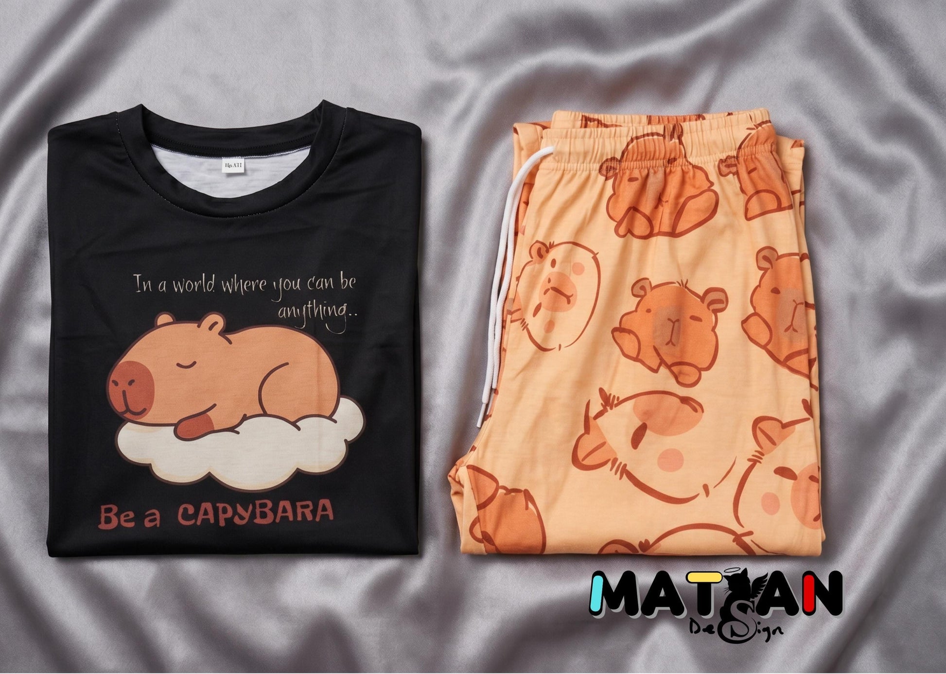 Capybara Animal Print Loungewear Top - Bottom- Youth Unisex Soft everyday outfit