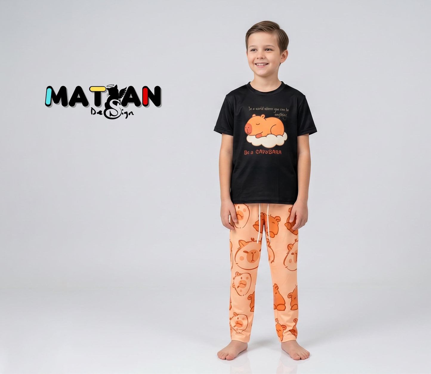 Capybara Animal Print Loungewear Top - Bottom- Youth Unisex Soft everyday outfit